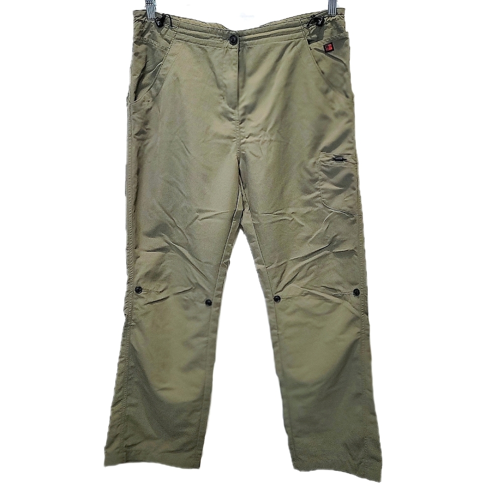 Woolrich Roll-Up Nylon Hiking Utility Pants Cinch Waist Lightweight Olive Large